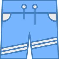pantaloncini linea pieno blu icona vettore