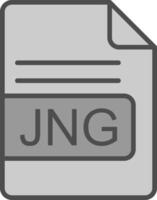 jng file formato linea pieno in scala di grigi icona design vettore