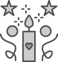 candele linea pieno in scala di grigi icona design vettore