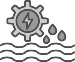 hydro energia linea pieno in scala di grigi icona design vettore