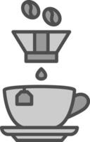 caffè filtro linea pieno in scala di grigi icona design vettore