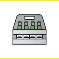 icona del colore della scatola di bottiglie di birra. illustrazione vettoriale isolato
