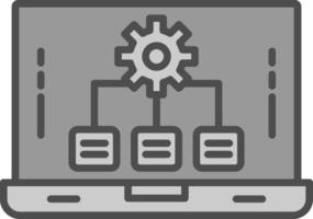 il computer portatile linea pieno in scala di grigi icona design vettore