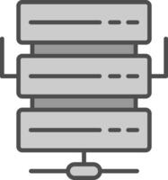 server linea pieno in scala di grigi icona design vettore