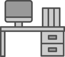 ufficio linea pieno in scala di grigi icona design vettore