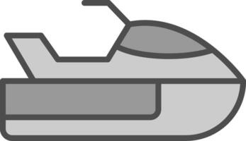 Jet sciare linea pieno in scala di grigi icona design vettore