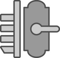 porta serratura linea pieno in scala di grigi icona design vettore