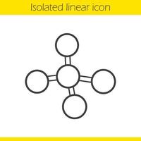 icona lineare della molecola. illustrazione di linea sottile. simbolo di contorno del modello di struttura molecolare. disegno vettoriale isolato contorno