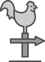 pollo linea pieno in scala di grigi icona design vettore