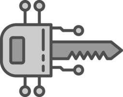digitale chiave linea pieno in scala di grigi icona design vettore