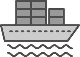 contenitore nave linea pieno in scala di grigi icona design vettore