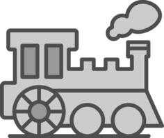 vapore treno linea pieno in scala di grigi icona design vettore