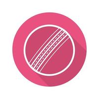 palla da cricket icona lineare lunga ombra piatta. simbolo della linea vettoriale