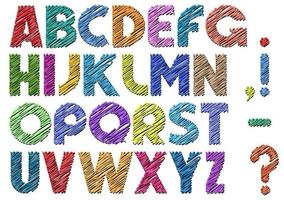 alfabeto scarabocchio multicolore vettore