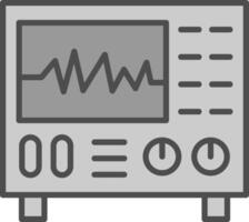 oscilloscopio linea pieno in scala di grigi icona design vettore