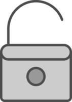 Aperto serratura linea pieno in scala di grigi icona design vettore