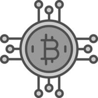 bitcoin bitcoin linea pieno in scala di grigi icona design vettore