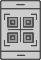 qr codice linea pieno in scala di grigi icona design vettore