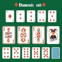 Set di diamanti per carte da gioco vettore