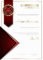modello di certificato di diploma colore nero e oro con immagine vettoriale di lusso e stile moderno eps10.