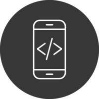 App sviluppo linea rovesciato icona design vettore