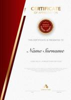 modello di certificato di diploma di colore blu e oro con immagine vettoriale di lusso e stile moderno, adatto per l'apprezzamento. illustrazione vettoriale eps10.