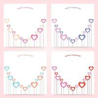 sfondo di social media cuore semplice e minimalista per San Valentino. set di sfondi colorati con icone di amore vettore