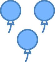 palloncini linea pieno blu icona vettore