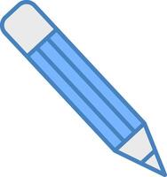 matita linea pieno blu icona vettore