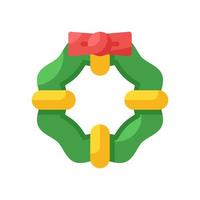 icona di stile piatto ghirlanda di Natale. illustrazione vettoriale per progettazione grafica, sito Web, app