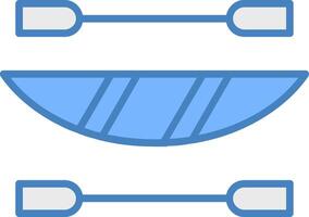 kayak linea pieno blu icona vettore