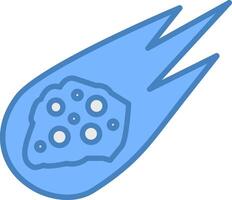 asteroide linea pieno blu icona vettore