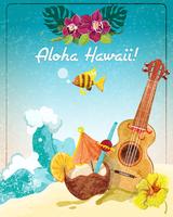 Manifesto di vacanza di chitarra alle Hawaii vettore