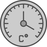 termometro linea pieno in scala di grigi icona design vettore