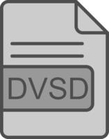 dvd file formato linea pieno in scala di grigi icona design vettore