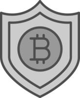 bitcoin sicuro linea pieno in scala di grigi icona design vettore