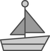 barca linea pieno in scala di grigi icona design vettore