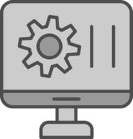 impostazioni linea pieno in scala di grigi icona design vettore