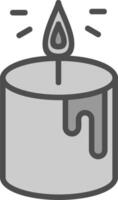 candela linea pieno in scala di grigi icona design vettore