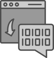 binario codice linea pieno in scala di grigi icona design vettore