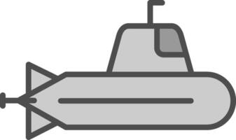 sottomarino linea pieno in scala di grigi icona design vettore