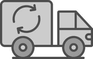 spazzatura camion linea pieno in scala di grigi icona design vettore