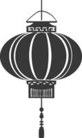 silhouette Cinese tradizionale asiatico lanterna nero colore solo vettore