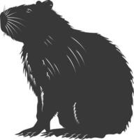 silhouette capibara animale nero colore solo pieno corpo vettore