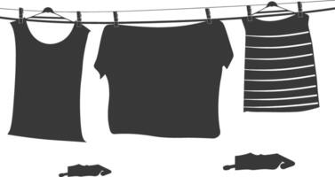 silhouette clothesline per sospeso Abiti nero colore solo vettore