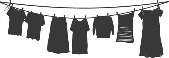 silhouette clothesline per sospeso Abiti nero colore solo vettore