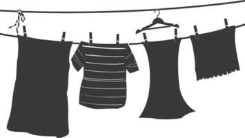 silhouette clothesline per sospeso Abiti nero colore solo vettore