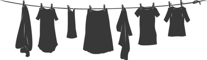 silhouette clothesline per sospeso Abiti nero colore solo vettore