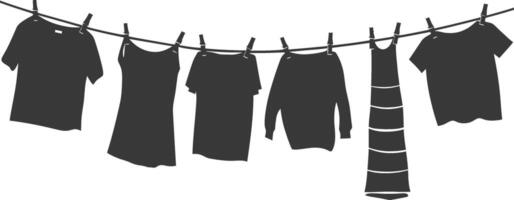 silhouette clothesline per sospeso Abiti nero colore solo vettore