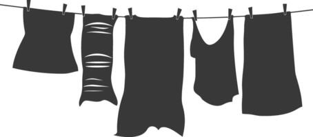 silhouette clothesline per sospeso Abiti nero colore solo vettore